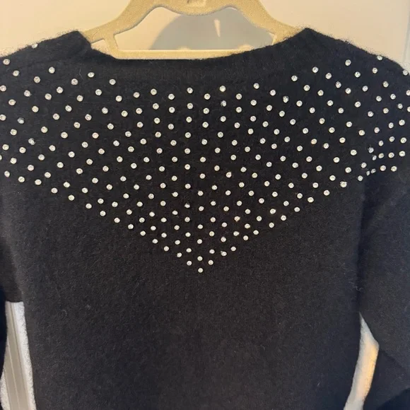 Retrofete Astra Mock Neck Sweater Mohair Wool Crystal Embellished Black | Size L - Picture 8 of 8